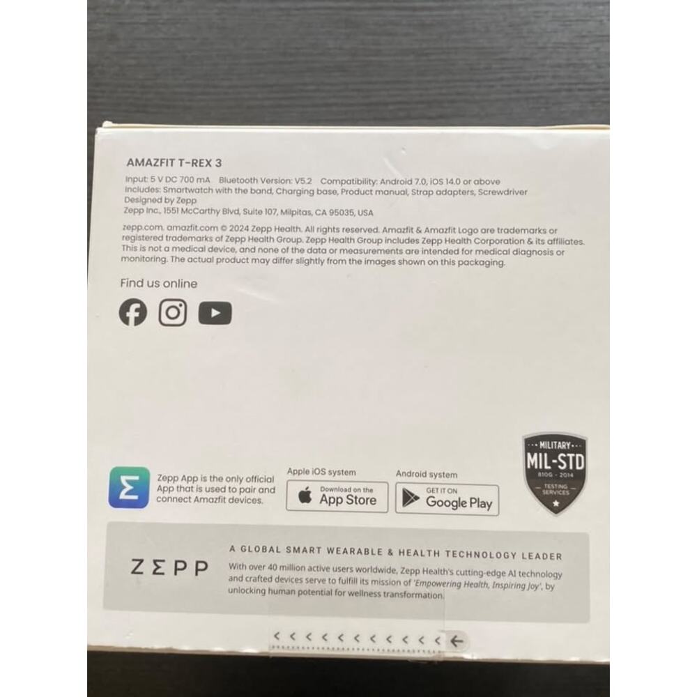 Amazfit T-Rex 3 Smart Watch in Onyx (New & Sealed) - Picture 2 of 4